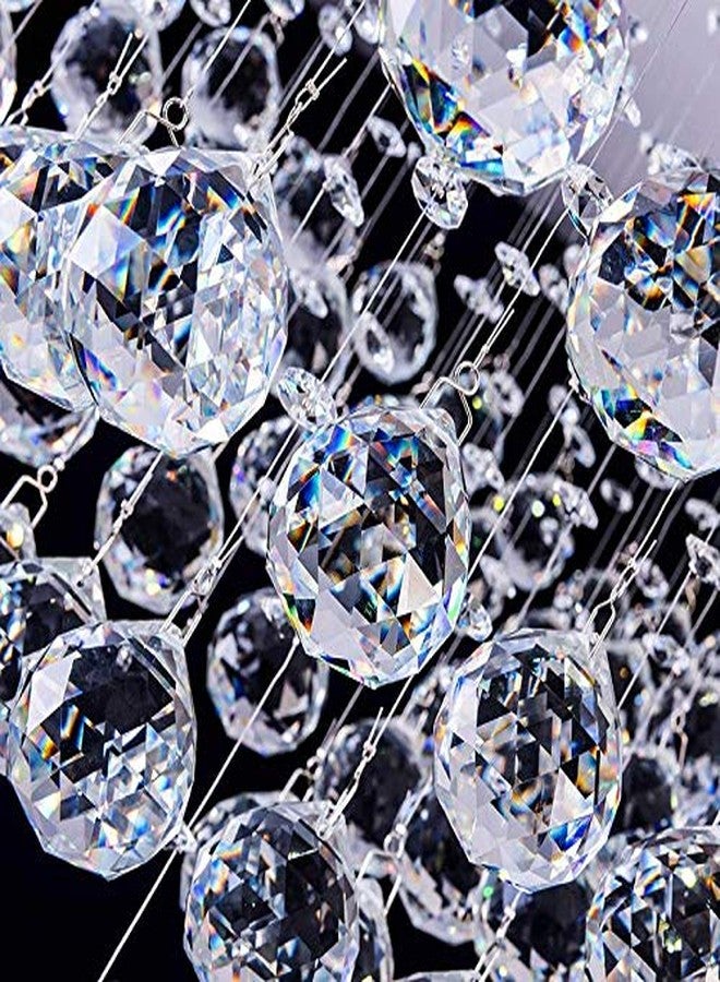CRYSTA WORLD 4-Lights Modern Chandelier K9 Crystal Chandelier Light Fixture,Modern Flush Mount Ceiling Light Fixtures Raindrop Chandelier for Bedroom,Dining Room,Living Room,H24 x D12 - Image 3